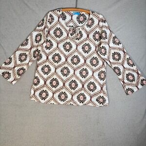 Fresh Produce Tunic Top Women's XL XXL Long Sleeve Geometric Print Made in‎ USA